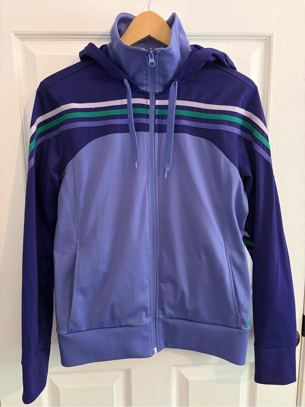 Adidas Purple and Lavender Athletic Zip Front Hooded Jacket - Size L